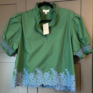 Green Puff Sleeve Top